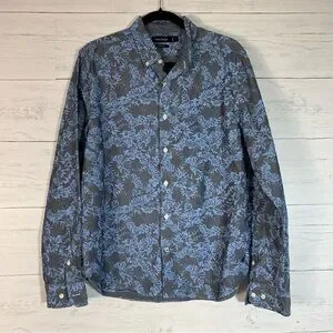 Nautica | Shirts | Nautica Slim Fit Floral Button Up Shirt Mens Size L Long  Sleeve Blue Flip Cuffs | Poshmark